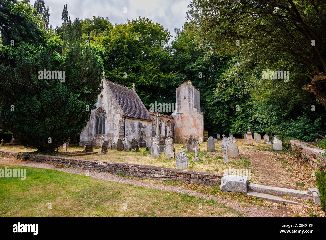 Old ruins within St Mary's Church in Bicton Park Botanic Gardens near East Budleigh in East Devon, south-west England Stock Photo