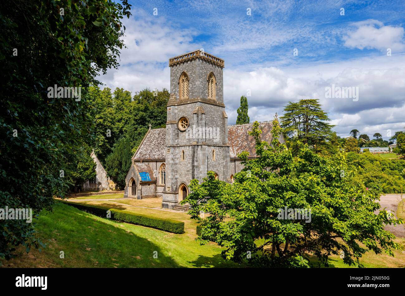 St Mary's Church in Bicton Park Botanic Gardens near East Budleigh in East Devon, south-west England Stock Photo