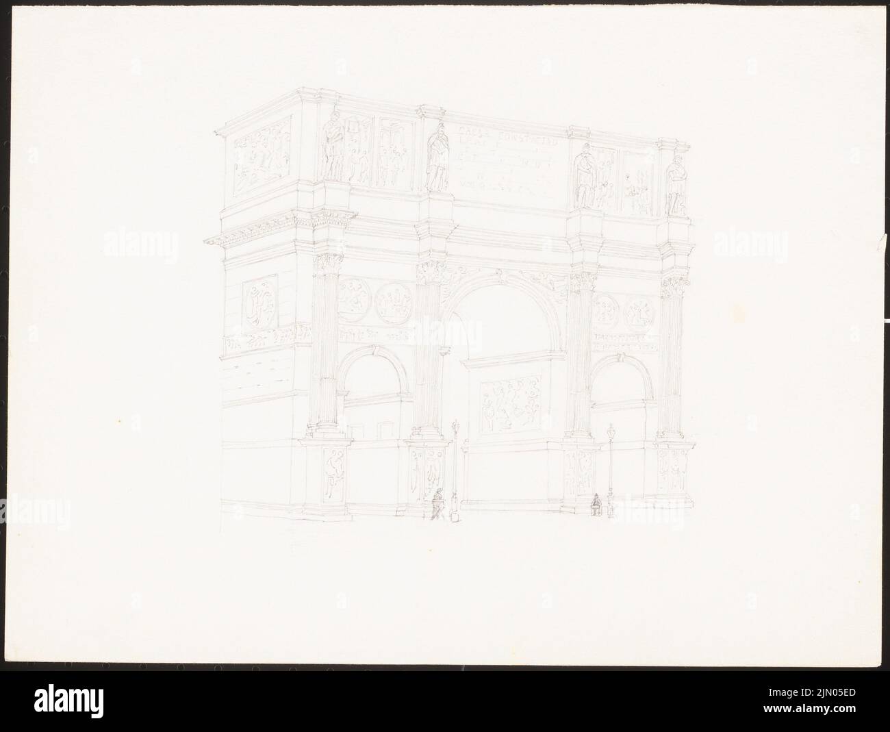 Klomp Johannes Franziskus (1865-1946), unaffected drawings and travel sketches (0-0): Perspective view of the Constantine arch, Rome. Pencil on paper, 25 x 33.2 cm (including scan edges) Klomp Johannes Franziskus  (1865-1946): Unzugeordnete Zeichnungen und Reiseskizzen Stock Photo