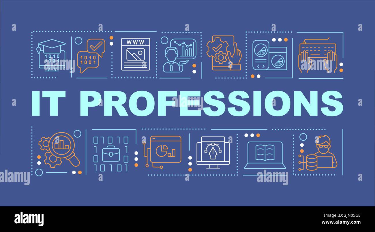 IT professions word concepts blue banner Stock Vector