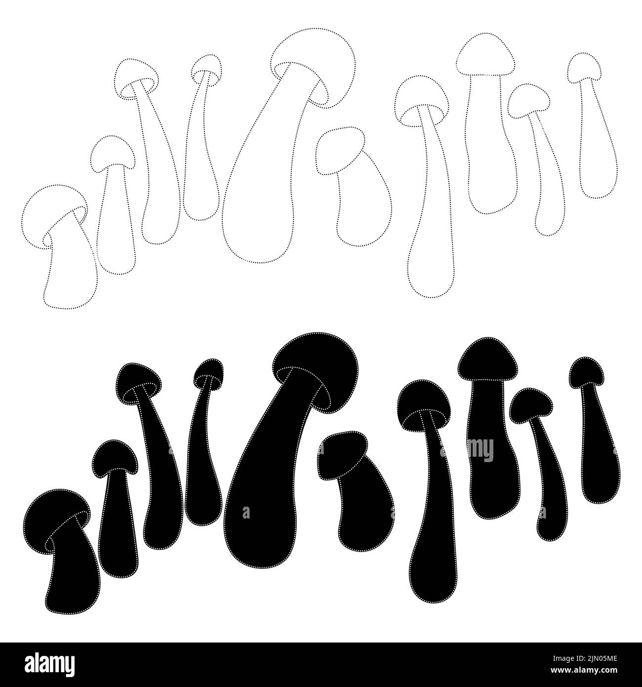 Set of dotted mushrooms vector simple illustration isolated on white ...