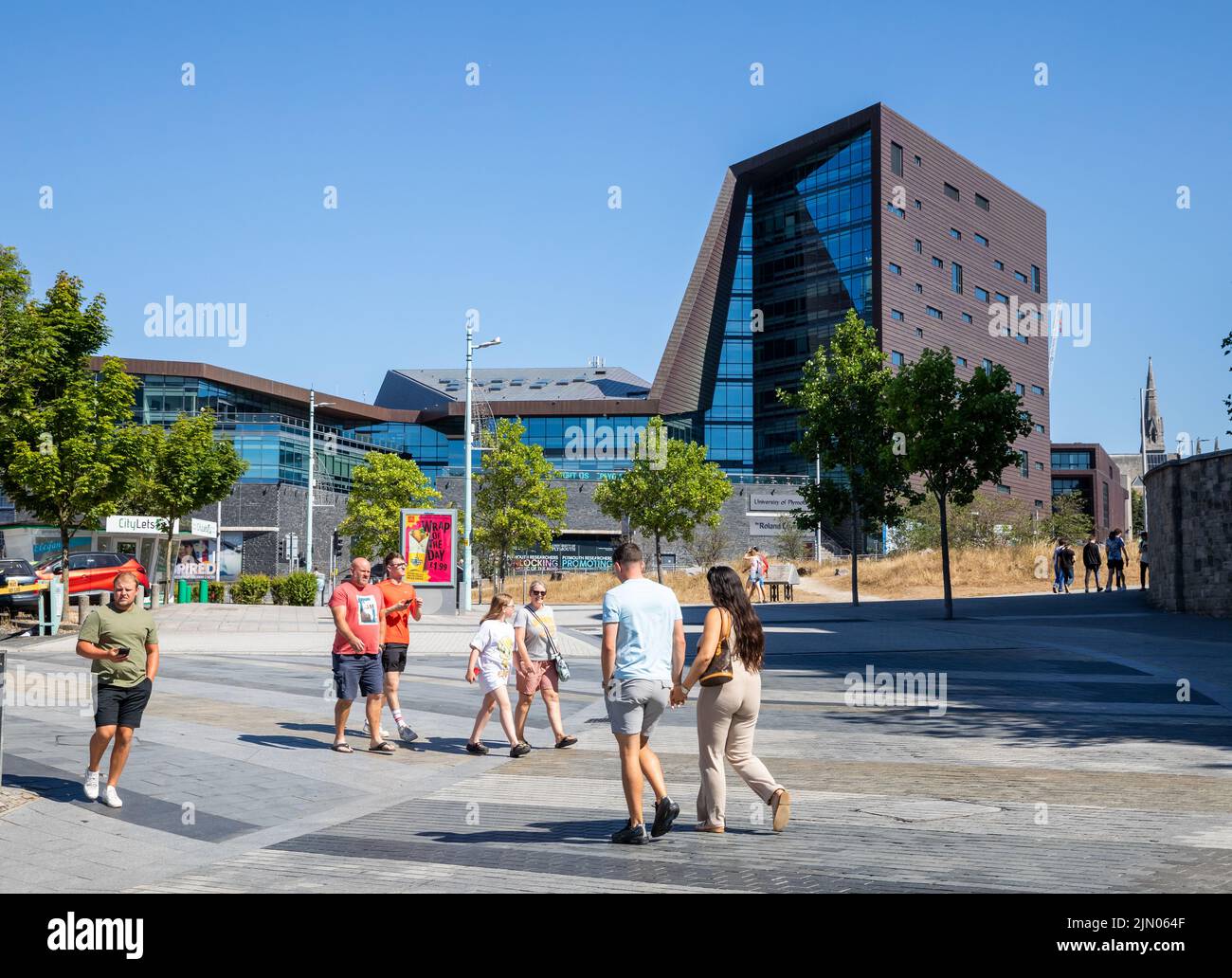 Unusual shaped building in Plymouth town centre on a hot sunny Day Stock Photo