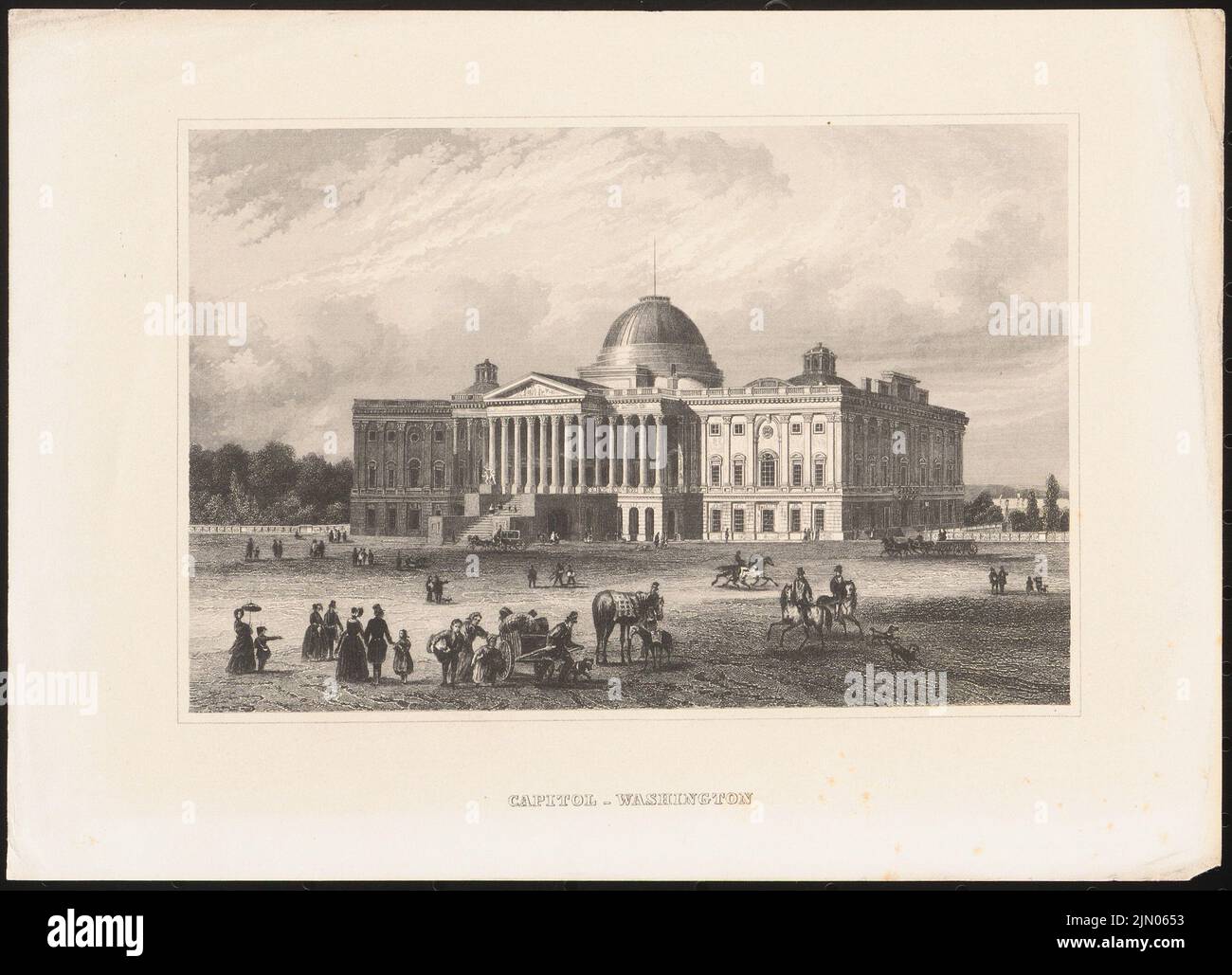 N.N., Capitol, Washington (approx. 1850): View. Pressure on paper, 16.4 x 22.7 cm (including scan edges) Walter Thomas Ustick  (1804-1887): Capitol, Washington Stock Photo