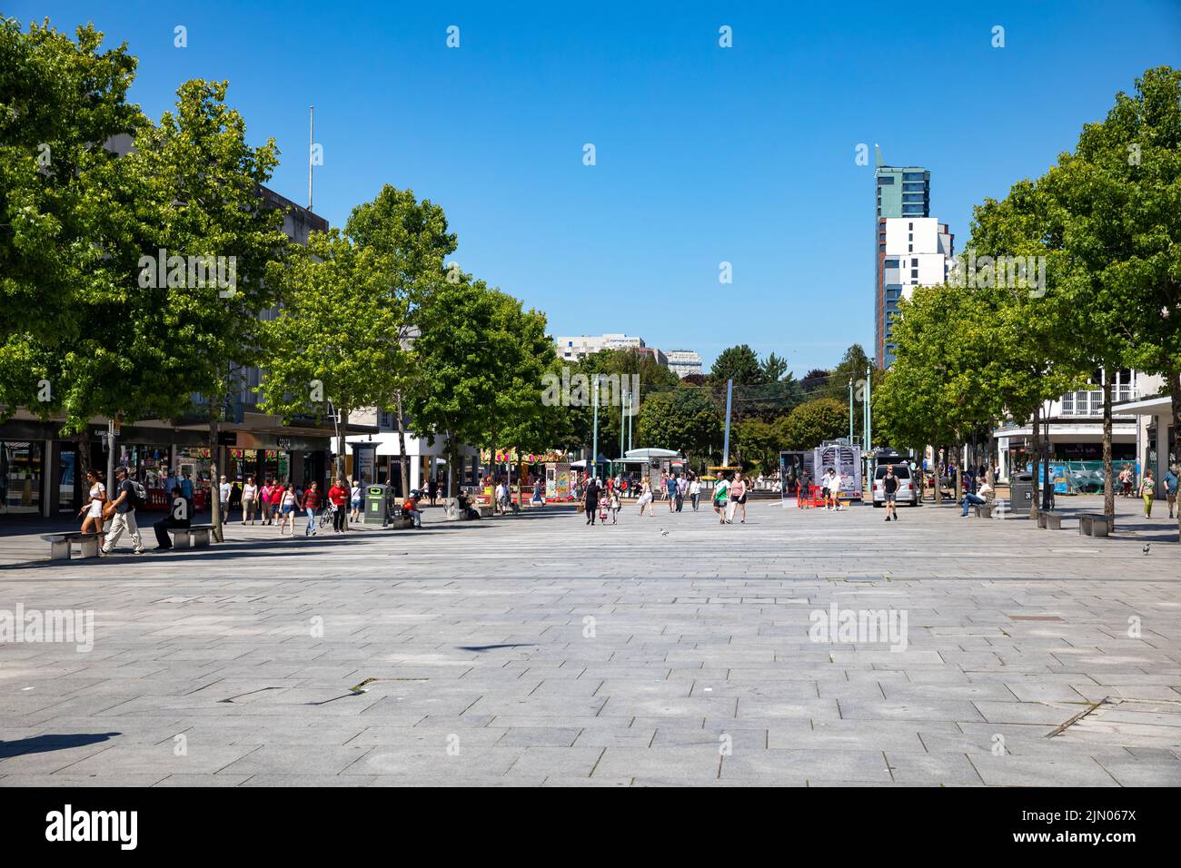 A view of Plymouth Town Centre on a hot sunny Day Stock Photo