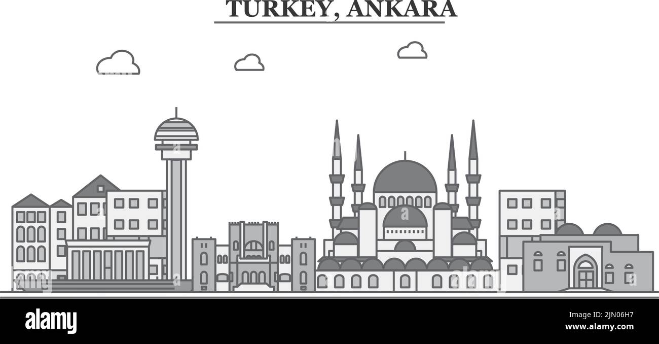 Turkey, Ankara city skyline isolated vector illustration, icons Stock Vector