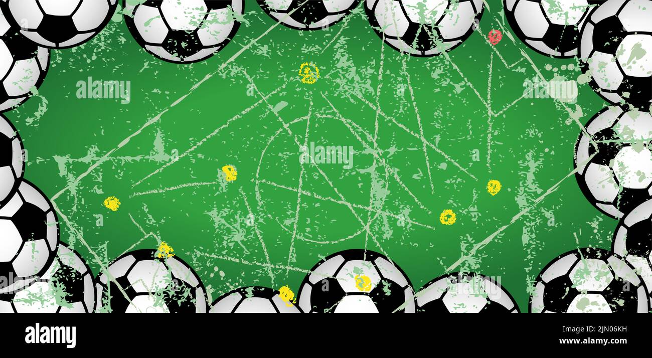 Soccer or Football illustration or template for the great soccer event this year,large copy space.Grungy vector illustration. Stock Vector