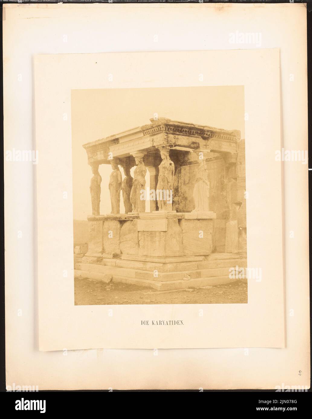 Unknown photographer, Acropolis in Athens (without dat.): Karyatiden. Photo on cardboard, 58.8 x 46.8 cm (including scan edges) unbek. Fotograf : Akropolis, Athen Stock Photo