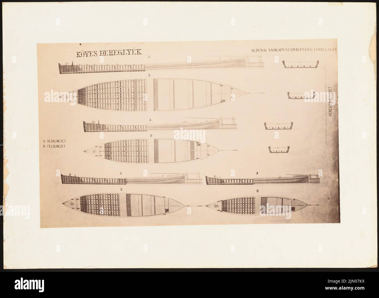 G. Luther Maschinenfabrik (company), ship designs (without date): cross -sections and views. Photo on cardboard, 35.5 x 49.4 cm (including scan edges) G. Luther Maschinenfabrik (Firma) : Schiffsentwürfe Stock Photo