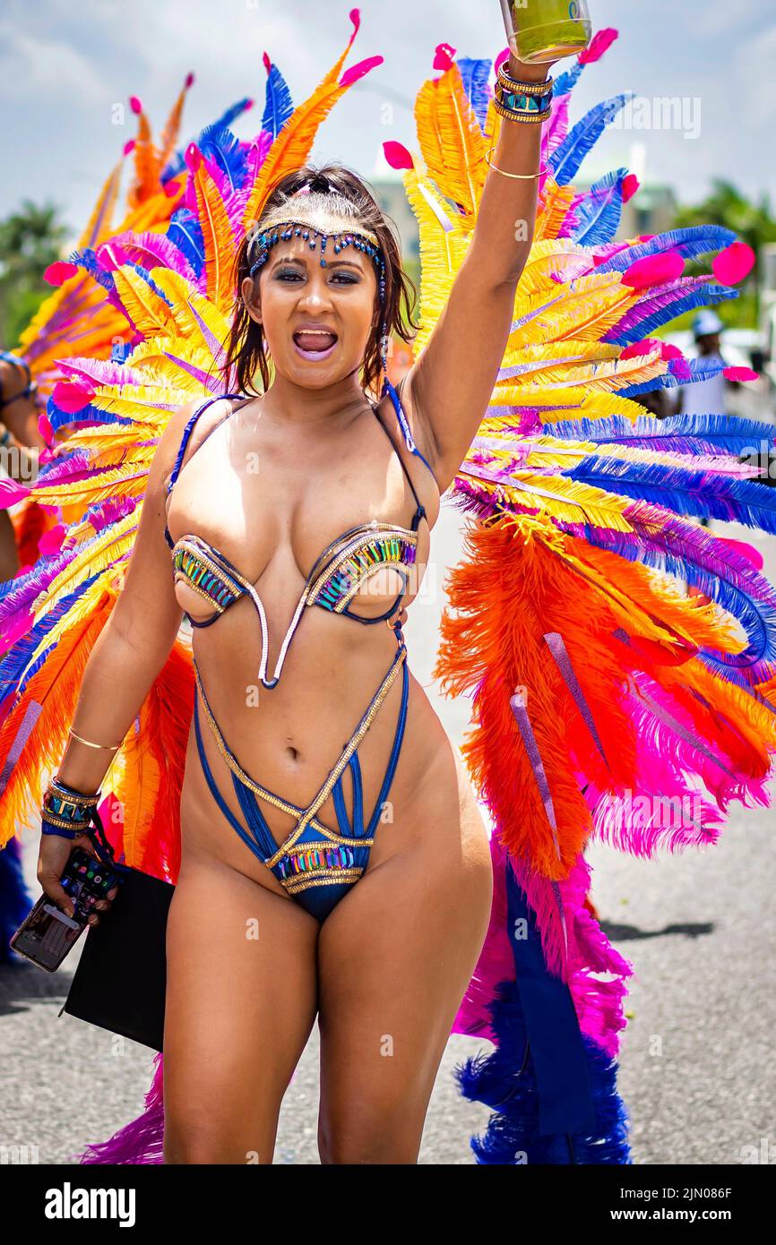 Grand Kadooment Day in Warrens; Barbados with beautiful women in