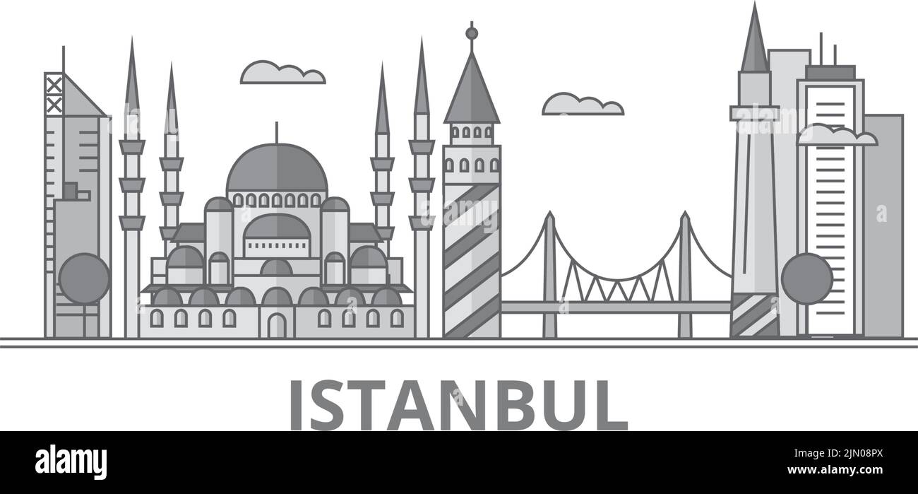 Turkey, Istanbul city skyline isolated vector illustration, icons Stock Vector