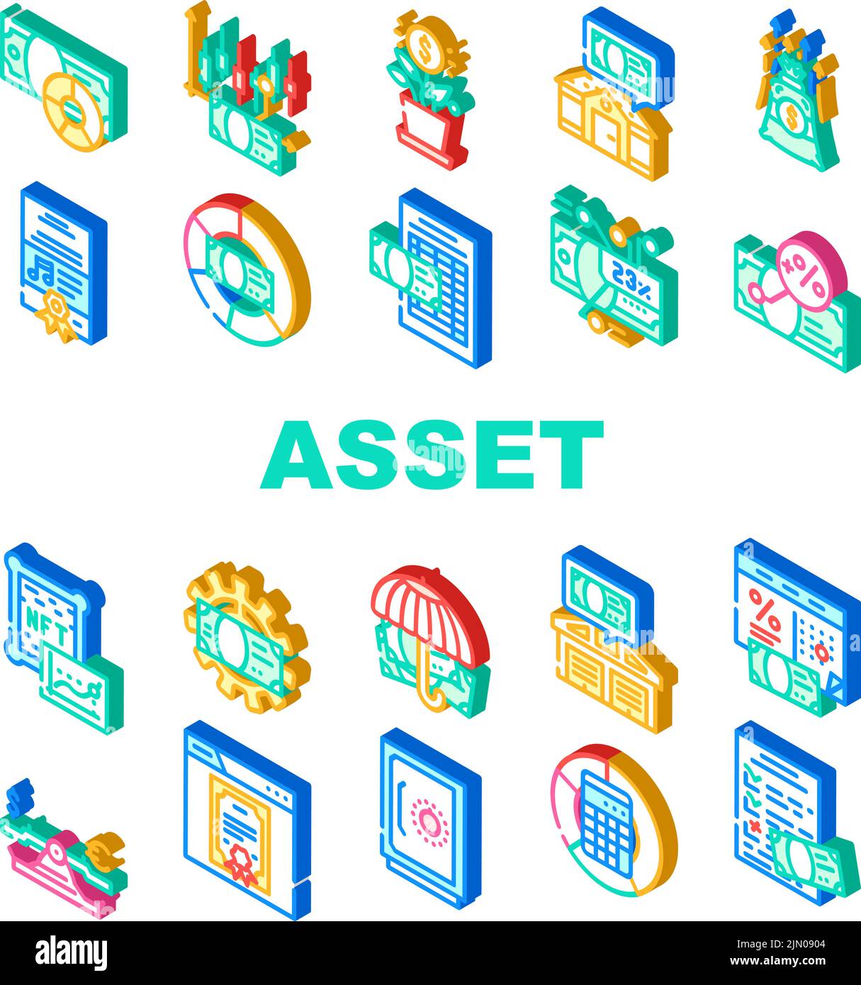 asset management digital business icons set vector Stock Vector Image ...