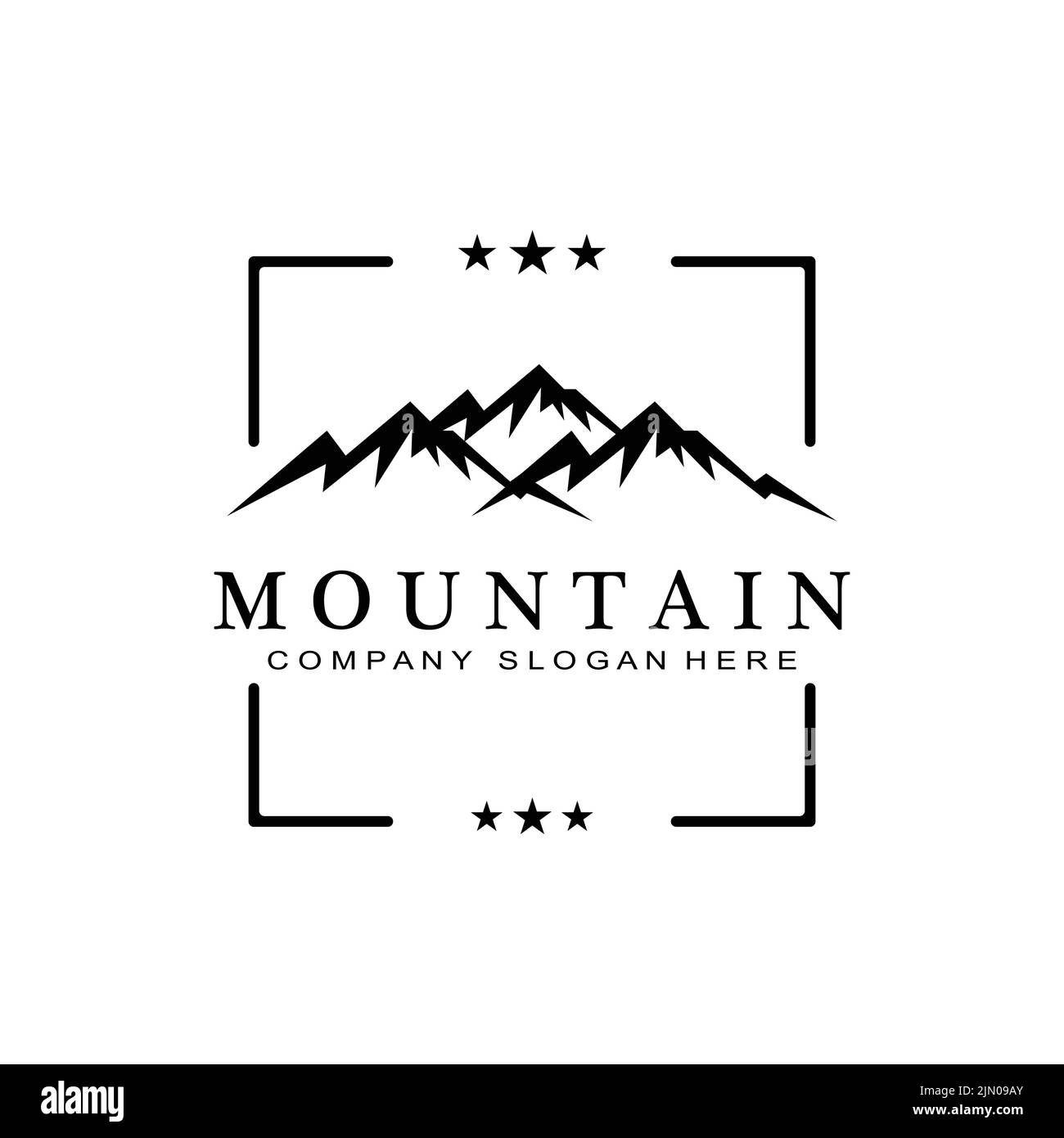 Mountain View logo vector design at sunrise for Outdoor Nature