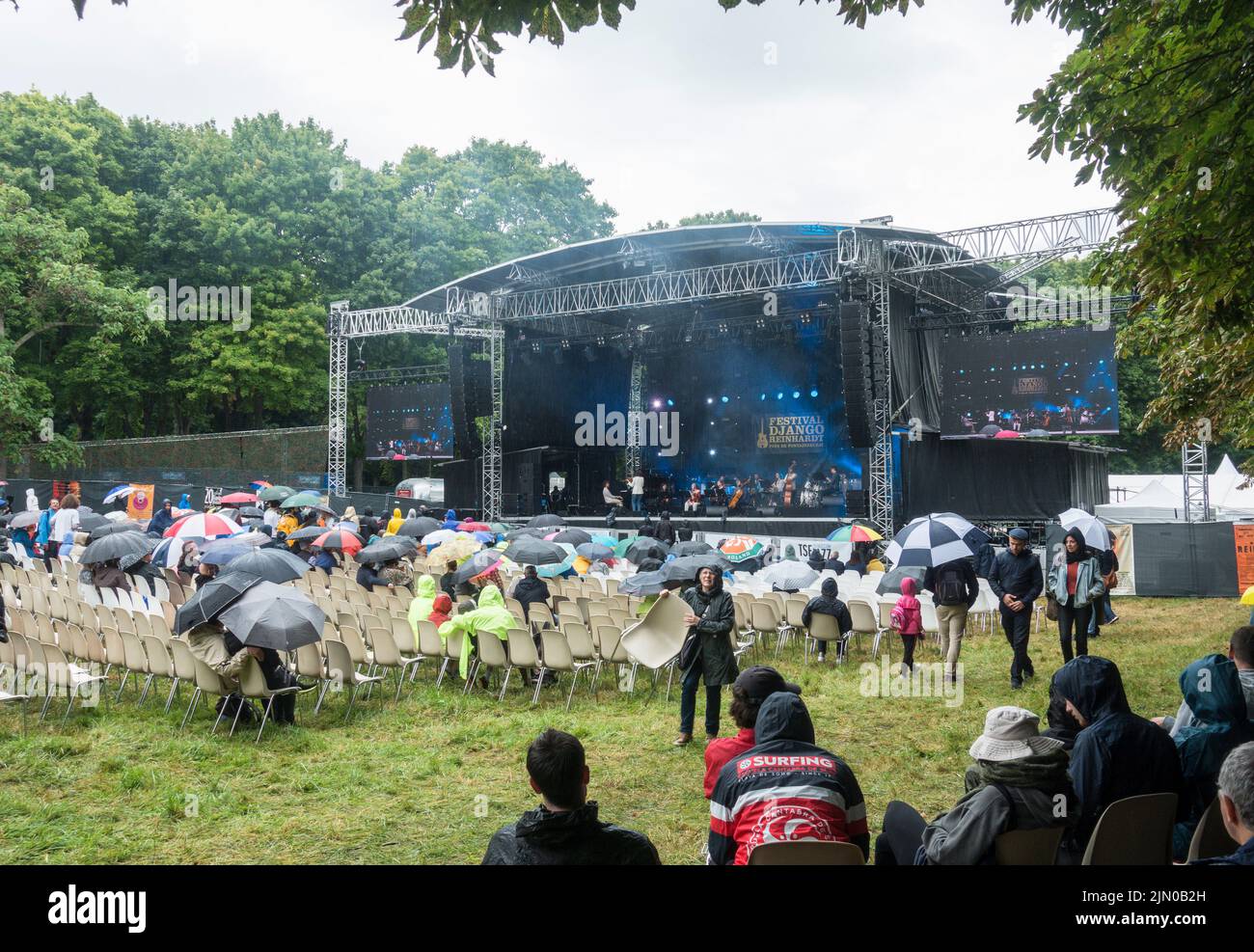Main stage at Django Reinhardt Festival in Fontainebleau, France. Stock Photo