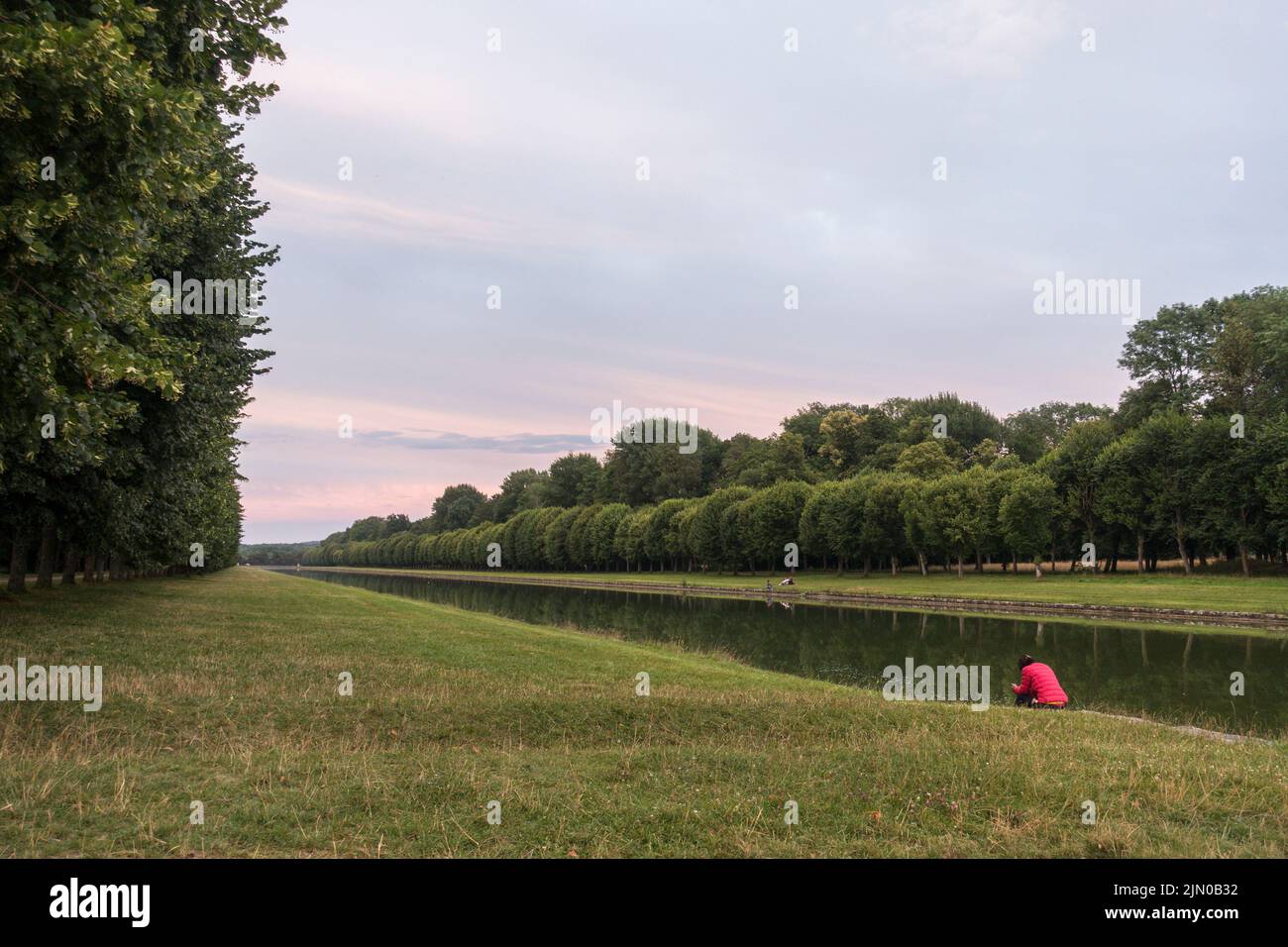 The Grand Canal in the gardens of the Chateau de Fontainebleau, France. Stock Photo