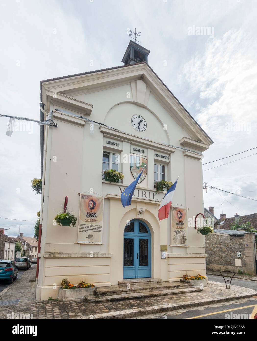 Town hall, city hall building in centre of french village Samois sur seine, Ile de France, France Stock Photo