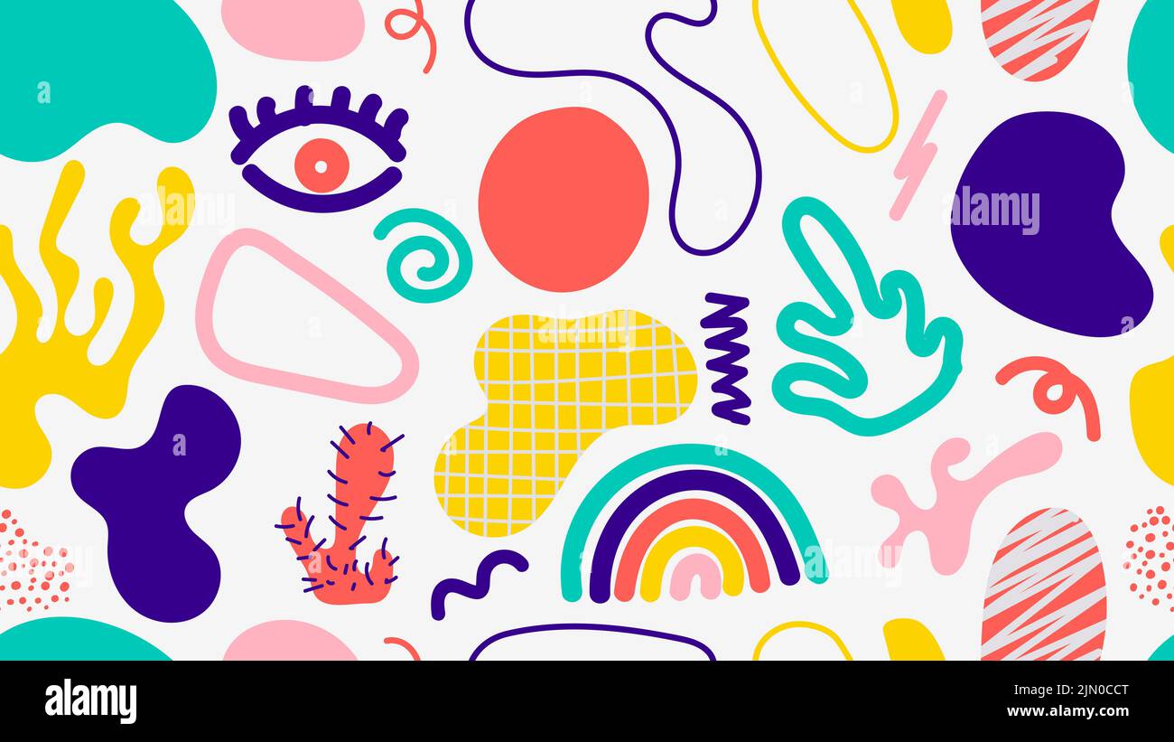 Abstract colorful organic liquid shapes seamless pattern isolated on ...