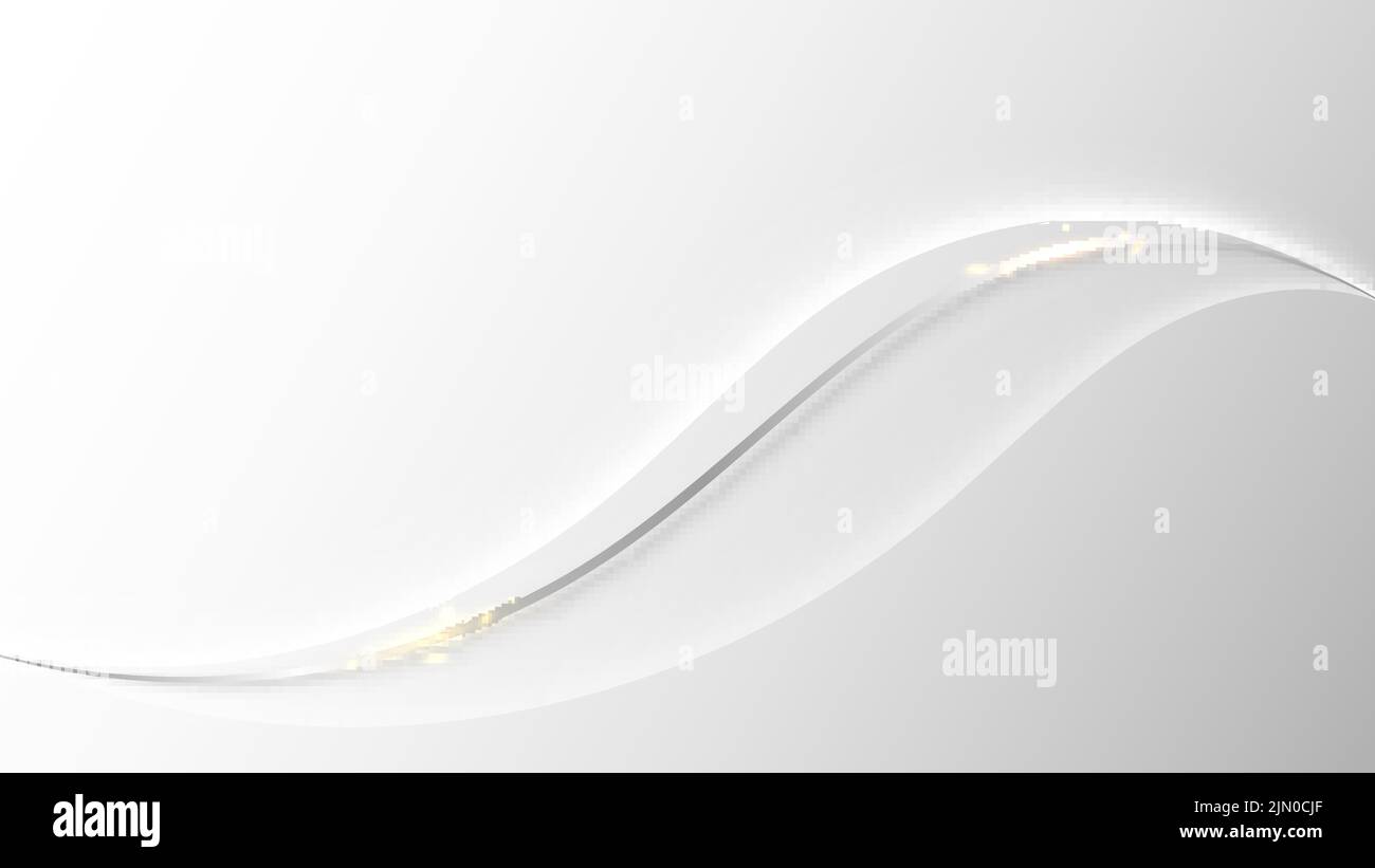 Abstract white and gray wave lines with lighting effect on clean ...