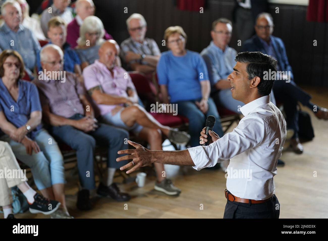 Rishi Sunak at an event in Ribble Valley, as part of the campaign to be leader of the Conservative Party and the next prime minister. Picture date: Monday August 8, 2022. Stock Photo