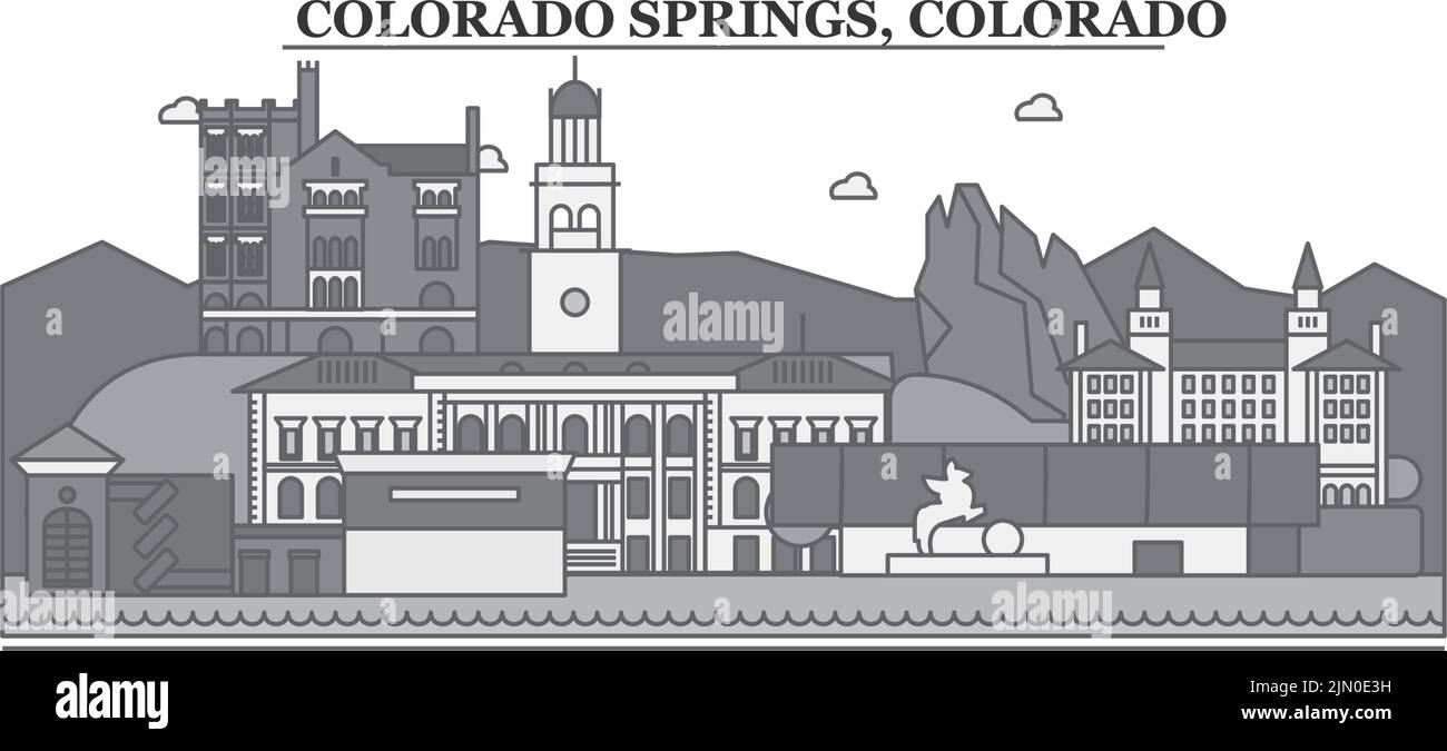 United States, Colorado Springs city skyline isolated vector illustration, icons Stock Vector