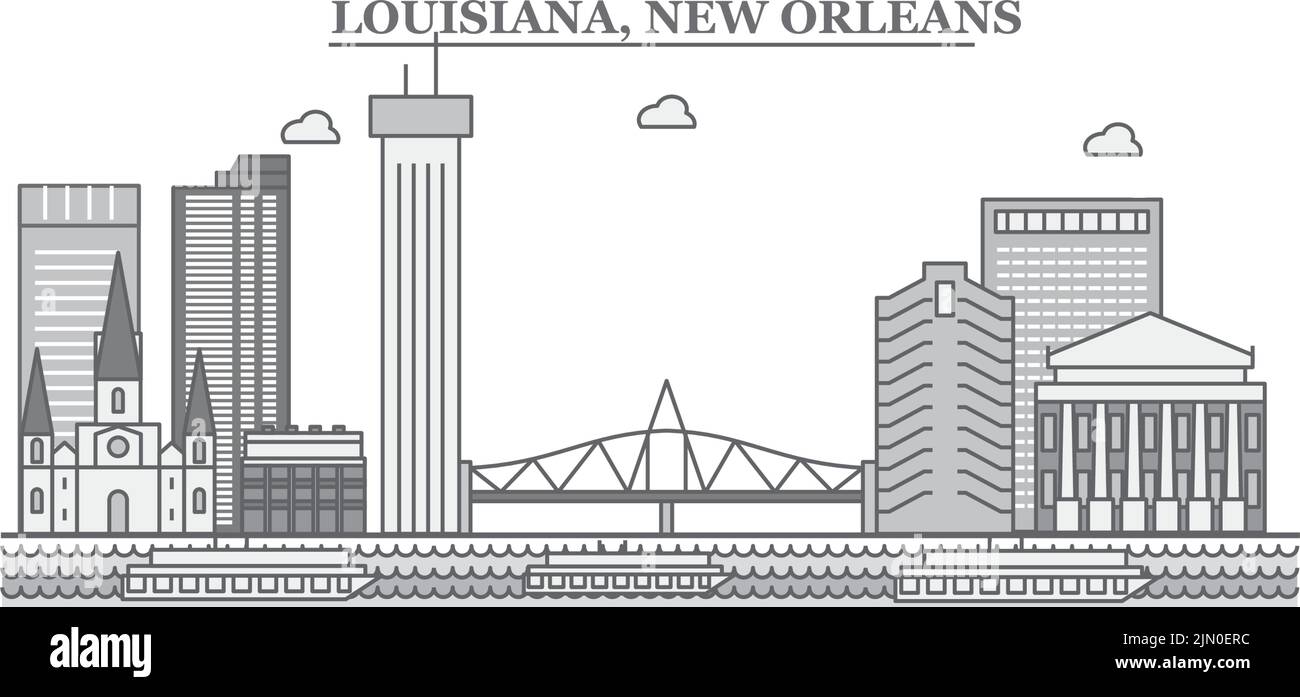 United States New Orleans city - United States New Orleans City Skyline Isolated Vector Illustration Icons 2JN0ERC 