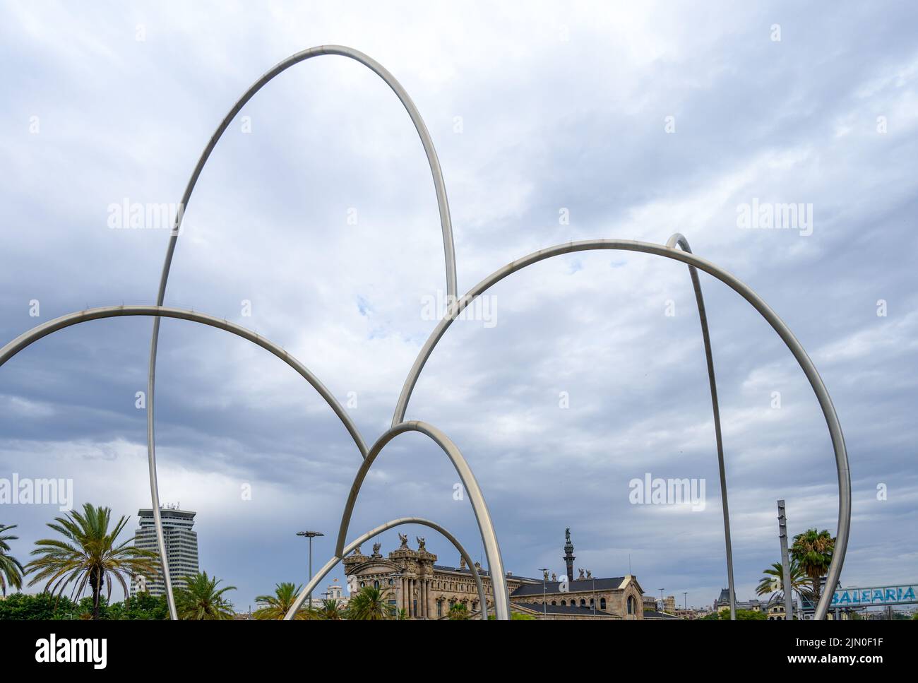 Work of art named 'Onades' (Waves) by Andreu Alfaro Hernández. The sculpture is close to the Museum Maritime of Barcelona Stock Photo