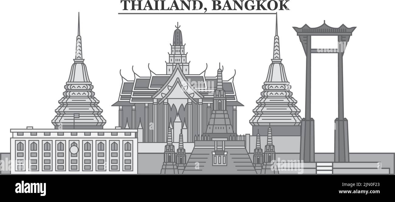 Thailand, Bangkok city skyline isolated vector illustration, icons Stock Vector