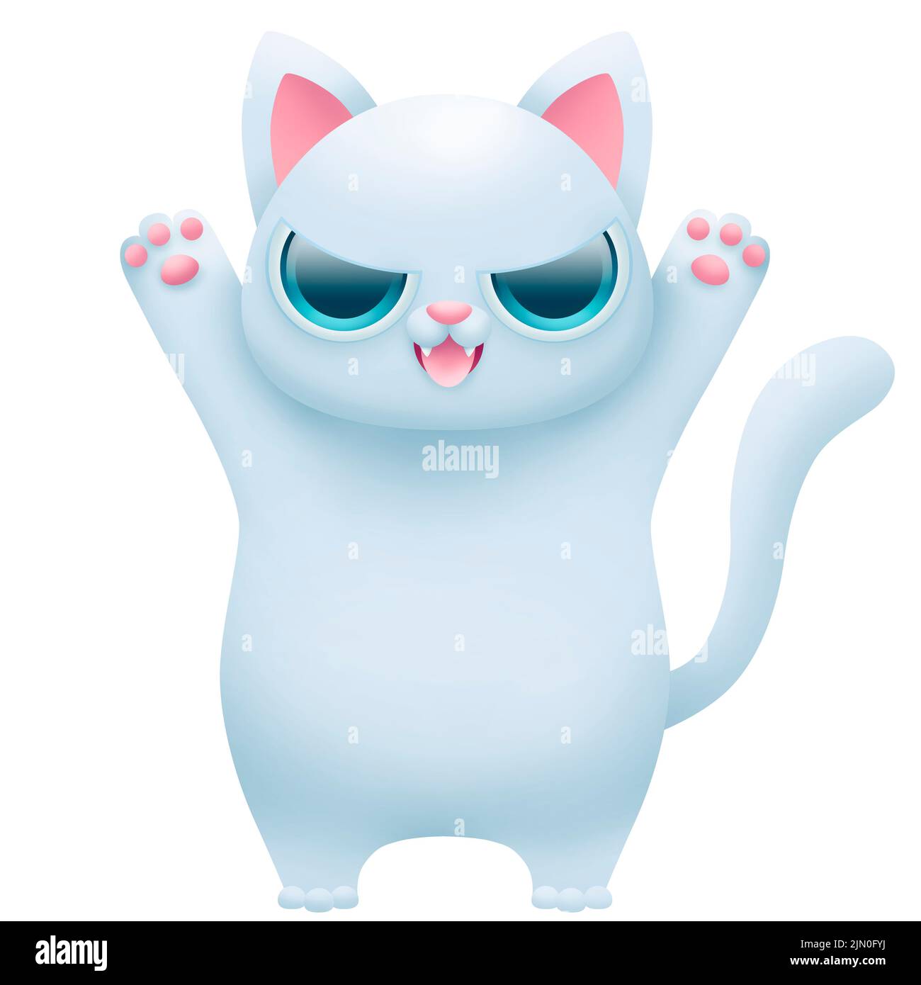 Cute White Cat Angry Cartoon