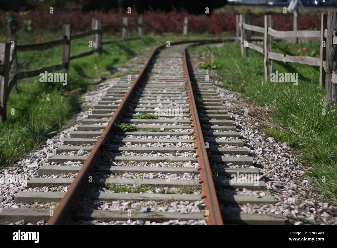 Train Tracks running through a pumpkin patch in Richmond, British
