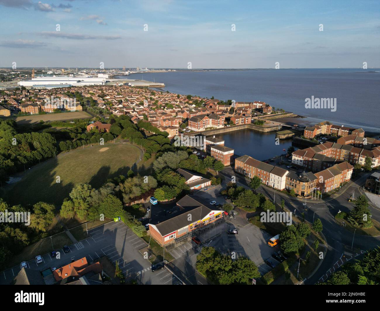 The bird's eye view of Victoria Park and Victoria Dock Basin in Hull