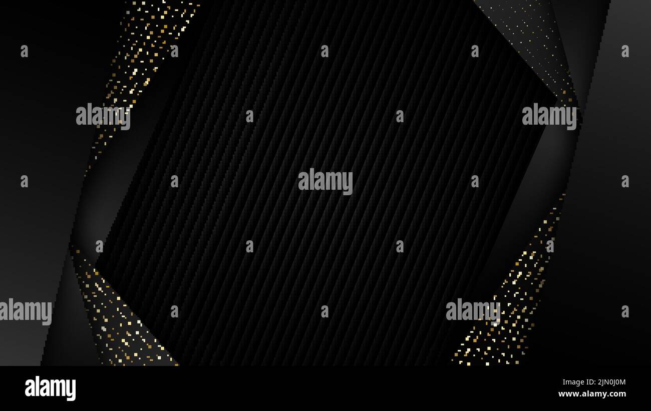 Abstract 3D modern luxury template black stripes and golden dots ...