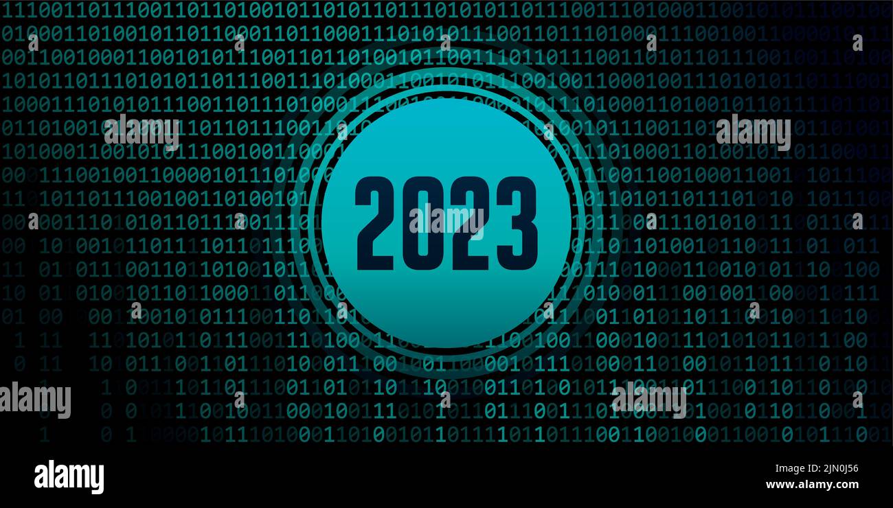 2023 new year number on binary code background Stock Vector