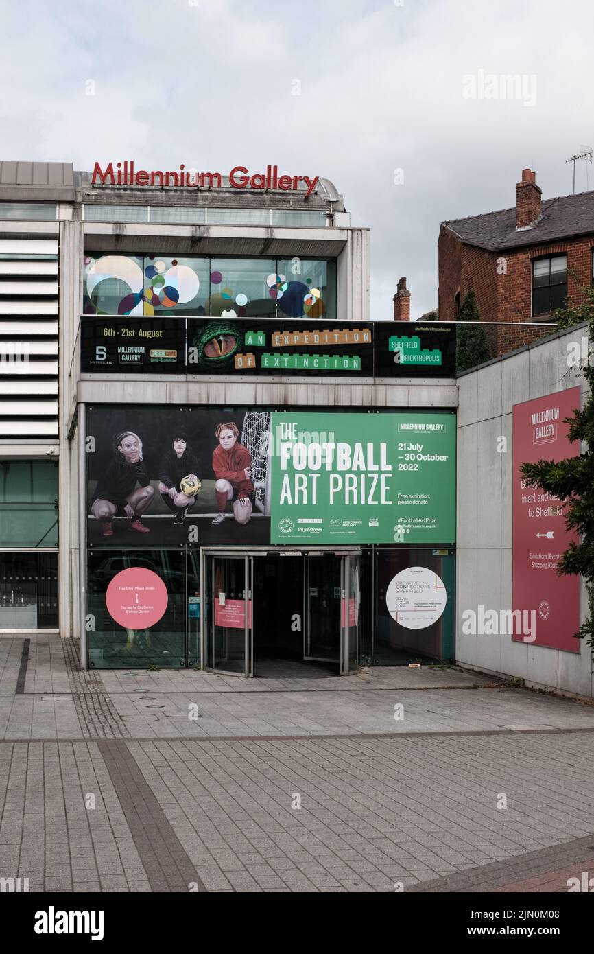 Front view of the Millennium Gallery on Arundel Gate in Sheffield with
