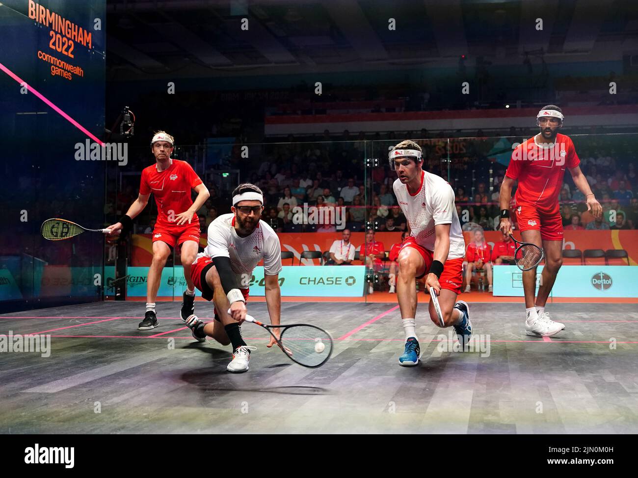 England's Daryl Selby in action with Adrian Waller in the Men's Squash