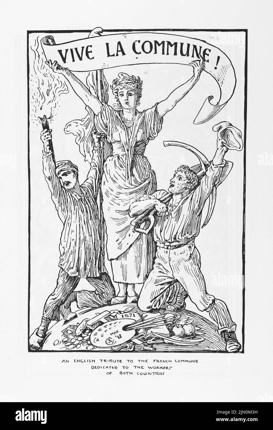 Vive La Commune! Illustration by Walter Crane from Cartoons for the Cause 1886-1896, International Socialist Workers. Stock Photo