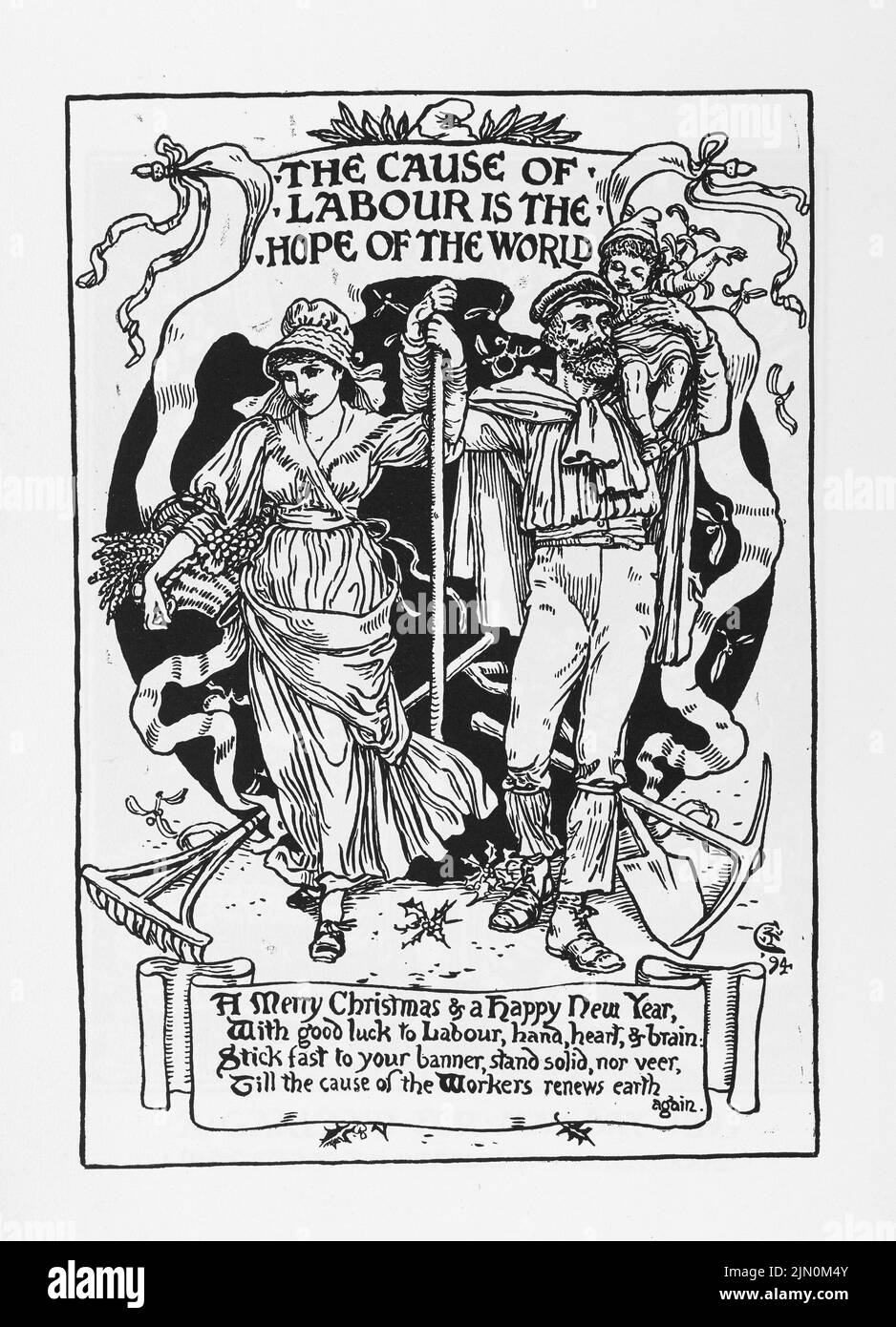 The Cause of Labour is the Hope of the World. Illustration by Walter Crane from Cartoons for the Cause 1886-1896, International Socialist Workers. Stock Photo