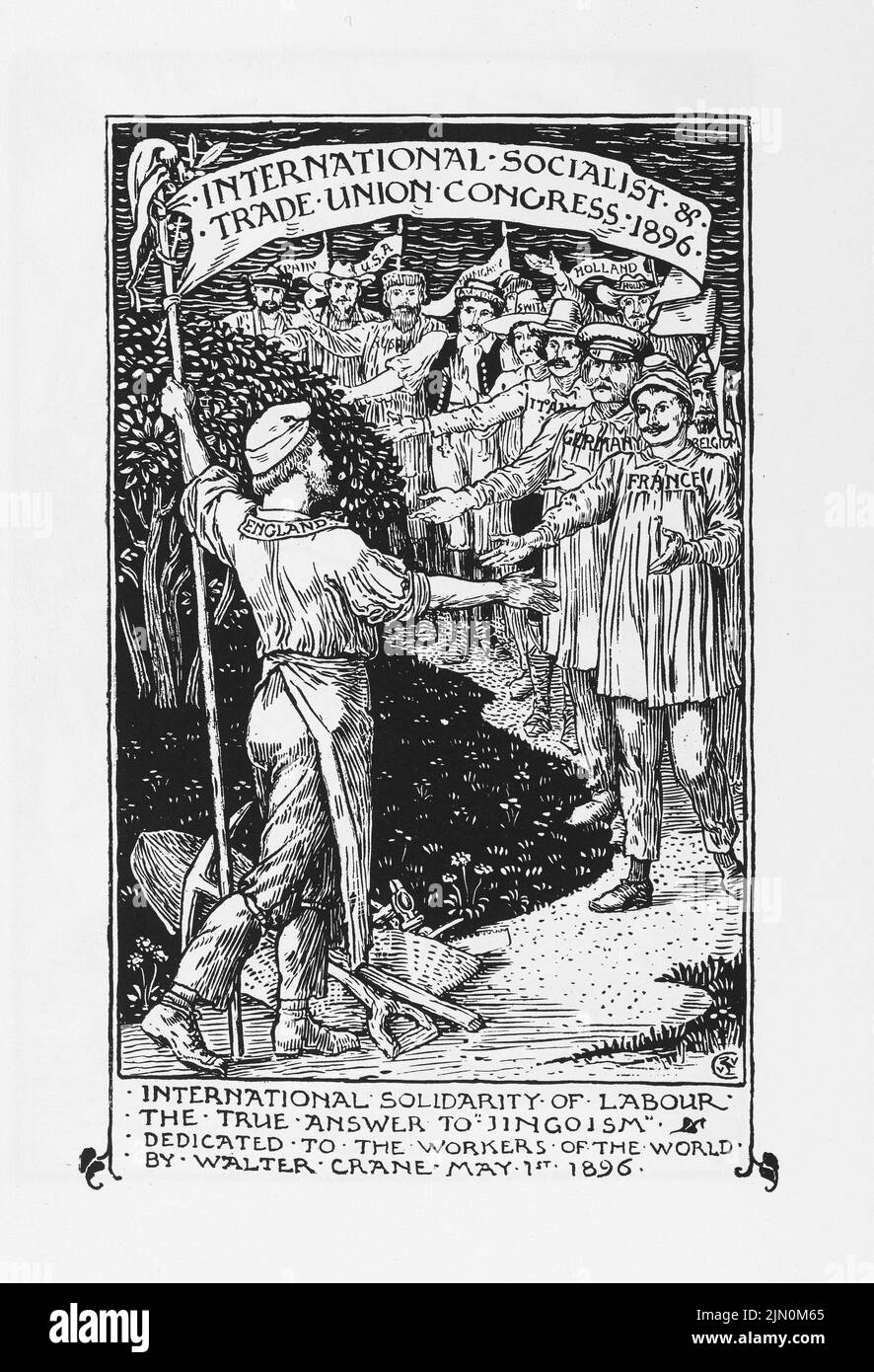 Illustration by Walter Crane from Cartoons for the Cause 1886-1896, International Socialist Workers. Stock Photo