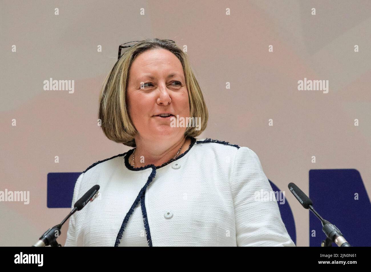 Anne-Marie Trevelyan, MP,  British politician Conservative Party,  Secretary of State for International Trade, speaking at a leadership launch, London Stock Photo