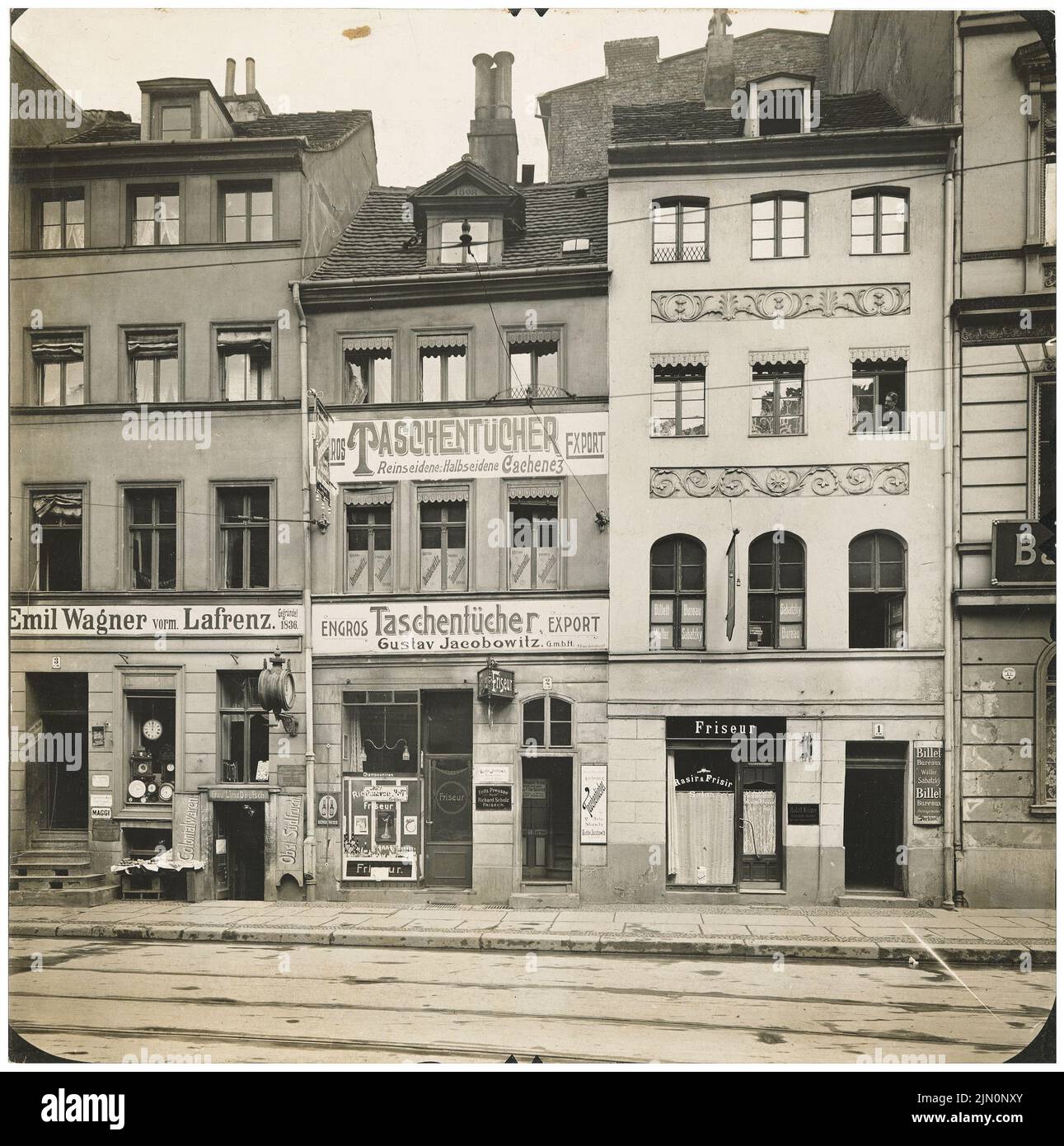 Royal Prussian measuring picture, Houses Hoher Steinweg 1-3, Berlin (without date): Street view residential and commercial buildings. Photo, 19.2 x 19.1 cm (including scan edges) Königlich Preußische Messbild-Anstalt: Häuser Hoher Steinweg 1-3, Berlin (ohne Dat.) Stock Photo