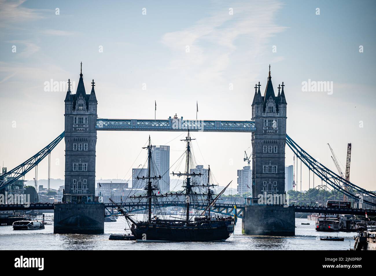 Replica 18th century Swedish ship Götheborg visiting London, UK Stock Photo