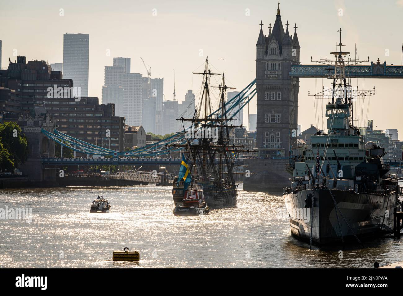 Replica 18th century Swedish ship Götheborg visiting London, UK Stock Photo