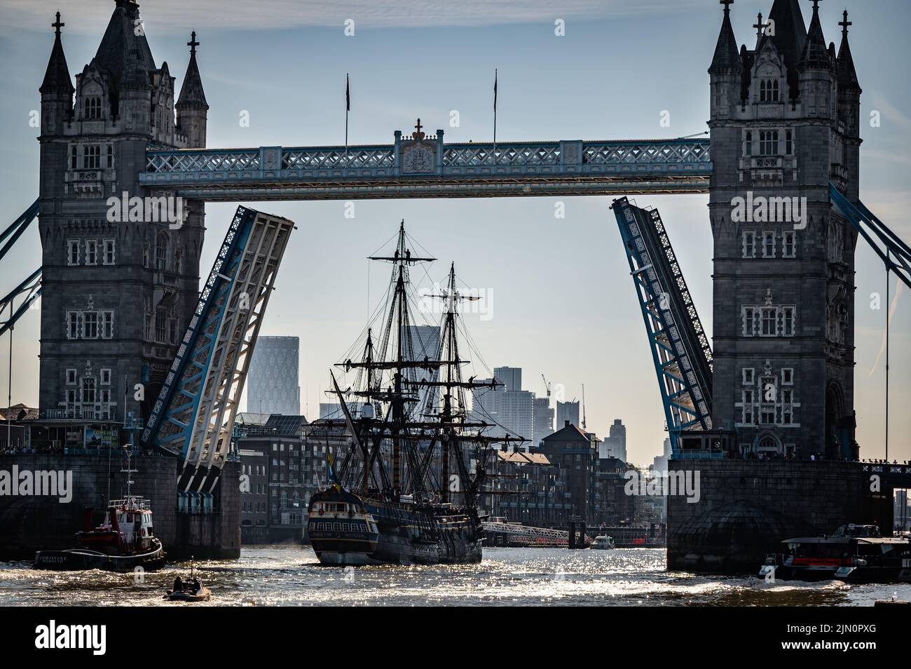 Replica 18th century Swedish ship Götheborg visiting London, UK Stock Photo