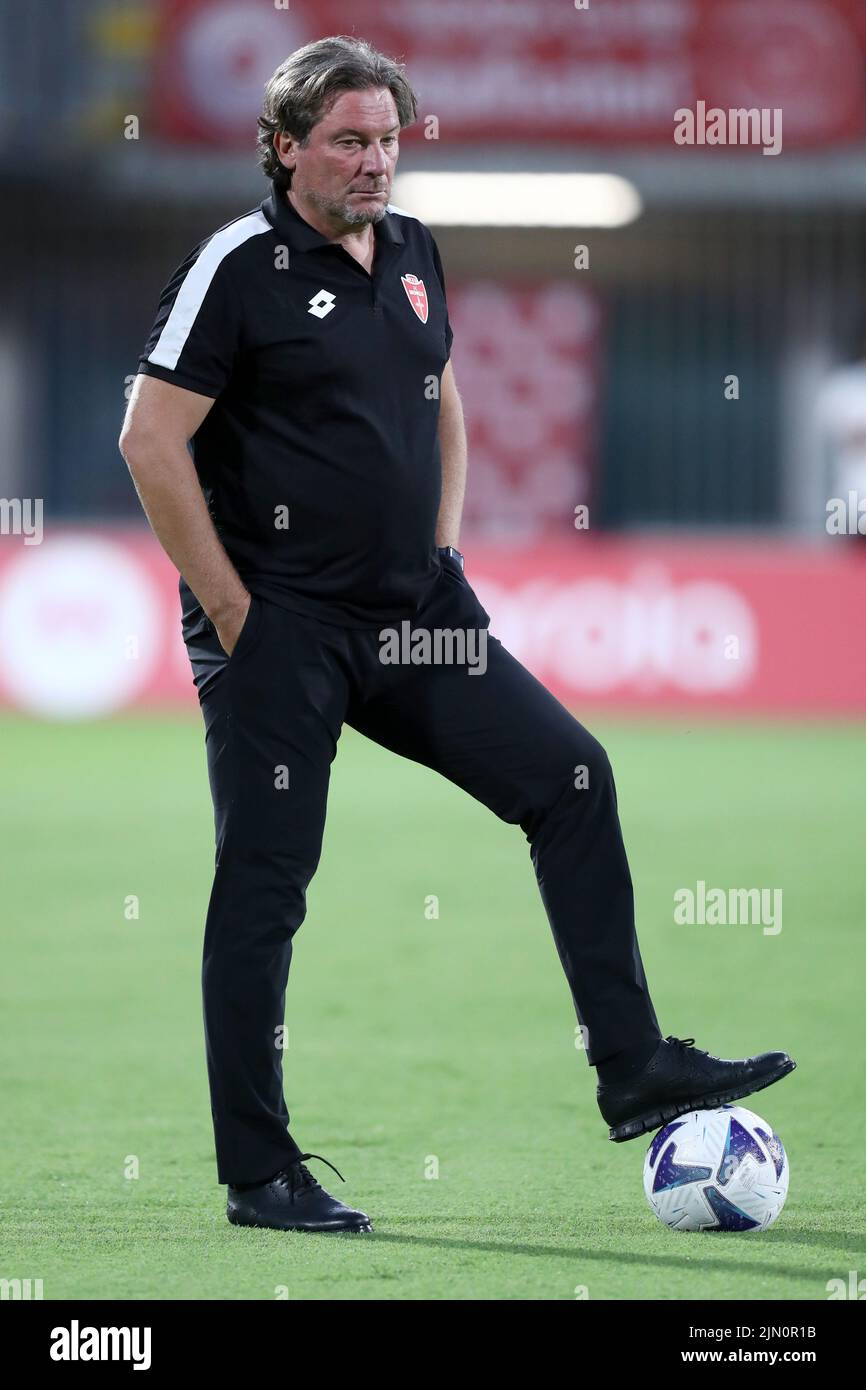 Monza, Italy. 07th Aug, 2022. Giovanni Stroppa, head coach of Ac Monza, looks on during the Coppa Italia match beetween Ac Monza and Frosinone Calcio at U-Power Stadium on August 7, 2022 in Monza, Italy . Credit: Marco Canoniero/Alamy Live News Stock Photo