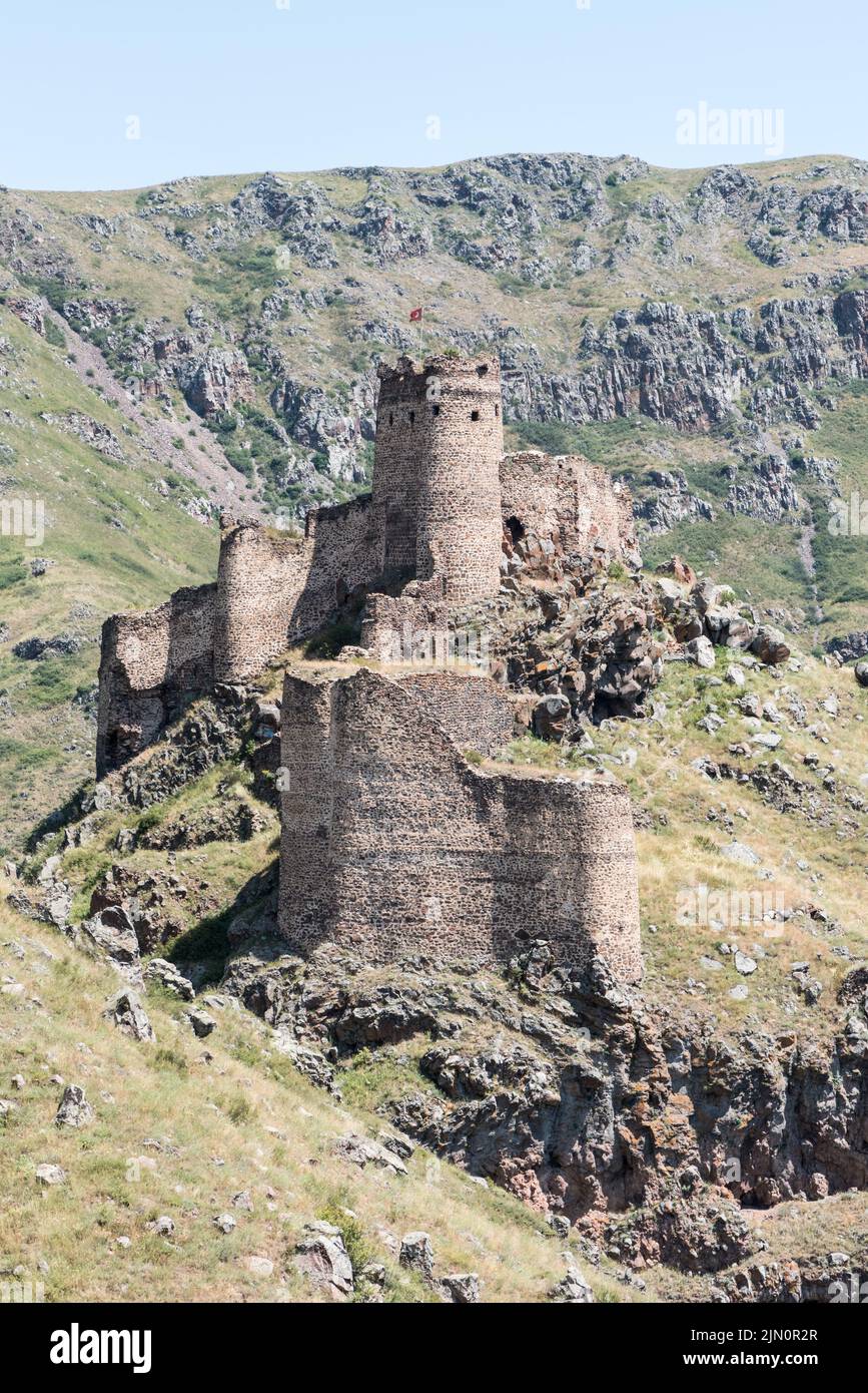 The Devil's Castle (Şeytan Kalesi) at Yıldırımtepe in Turkey's Ardahan province.  A Georgian structure but dating back to the Uratians it is believed. Stock Photo