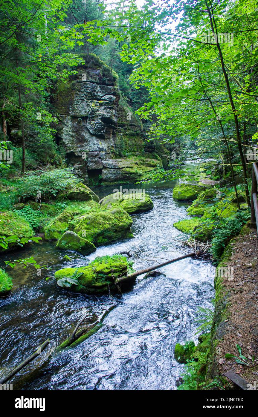 ***2013 FILE PHOTO***  The Wild Gorge on the Kamnitz River in the Bohemian Switzerland National Park (Ceske Svycarsko), Czech Republic, August 28, 201 Stock Photo