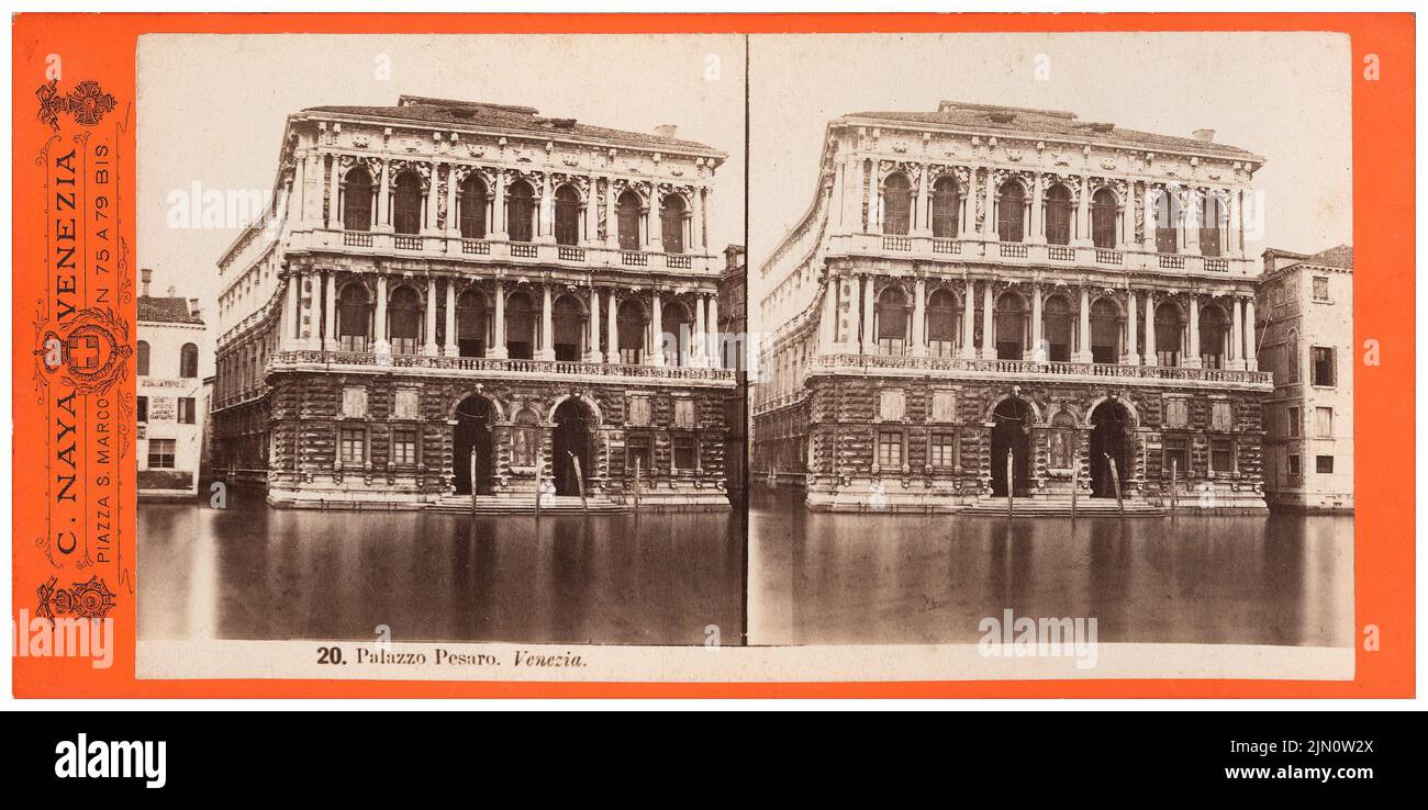 Longhena Baldassare (1598-1682), Palazzo Pesaro in Venice (without dat.): View. Stereooto, 8.9 x 17.8 cm (including scan edges) Longhena Baldassare (1598-1682): Palazzo Pesaro in Venedig (ohne Dat.) Stock Photo