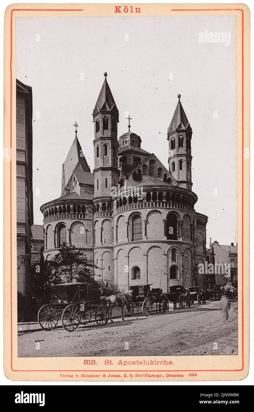 Unknown photographer, St. Aposteln in Cologne (without date): View. Photo, 16.9 x 11.1 cm (including scan edges) unbek. Fotograf : St. Aposteln in Köln (ohne Dat.) Stock Photo