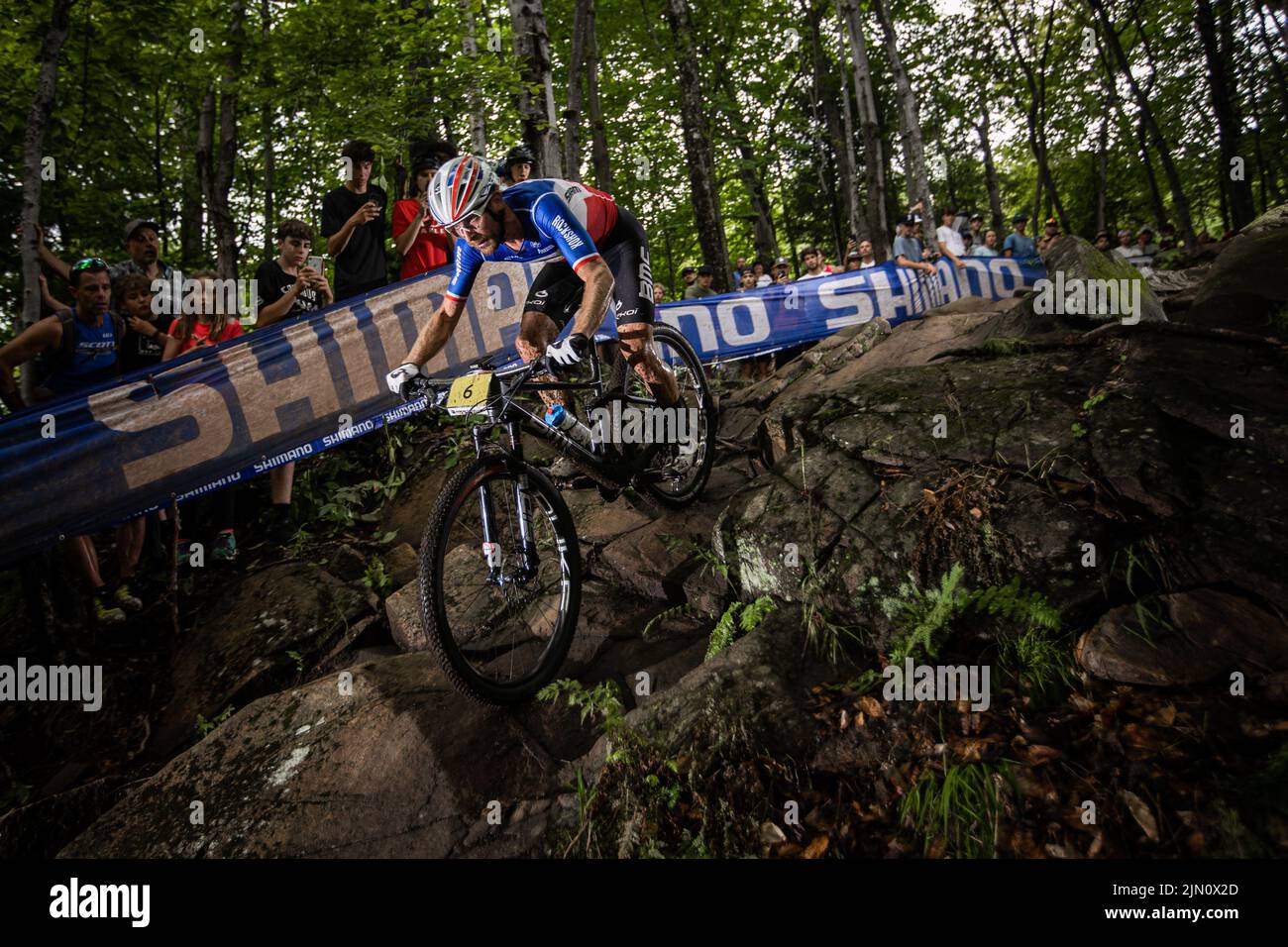 Titouan Carod of France in action during the Mercedes Benz UCI Mountain Bike World Cup in Mont-Sainte-Anne, Canada, August 7, 2022. (CTK Photo/Michal Stock Photo