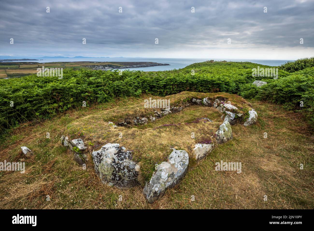 The remains of an Iron Age outbuilding near Holyhead Mountain on Holy Island, Anglesey, North Wales Stock Photo