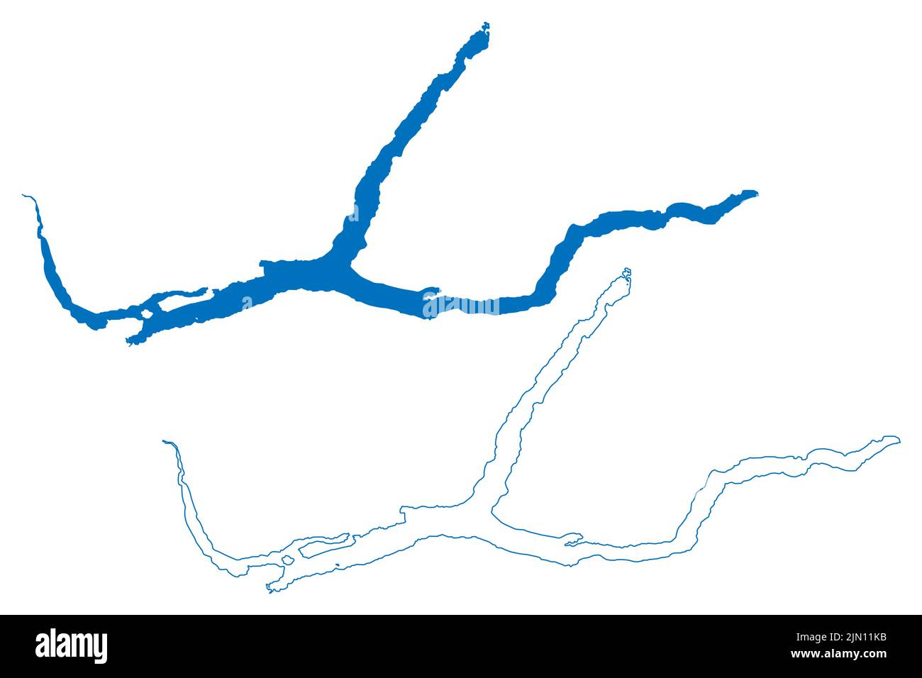 Lake Quesnel (Canada, North America) map vector illustration, scribble