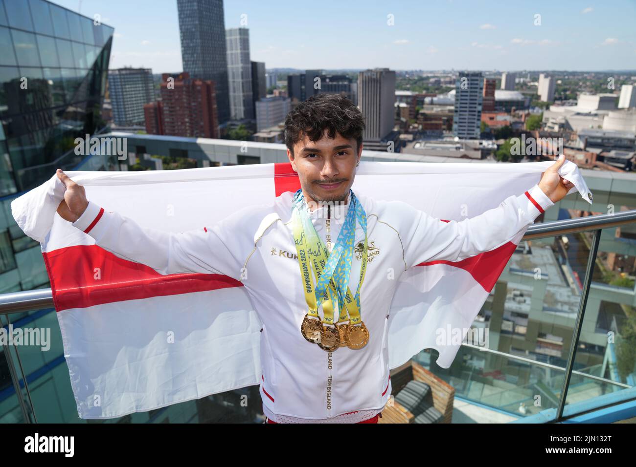 Jake Jarman is announced as England's flagbearer for the Closing Ceremony during a photocall at The Cube on day eleven of the 2022 Commonwealth Games in Birmingham. Picture date: Monday August 8, 2022. Stock Photo